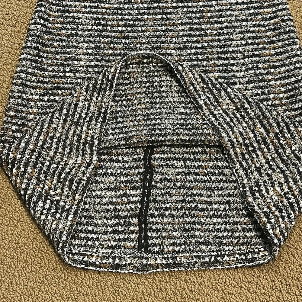 St. John Inlaid Eyelash Knit Cap Sleave A-Line Dress size 8 Black White Brown - Picture 12 of 17